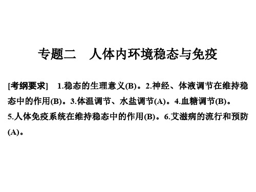 高考生物二轮复习 第五单元 个体生命的稳态基础 专题二 人体内环境稳态与免疫课件