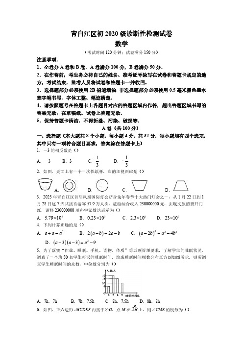 2023年四川省成都市青白江区中考二模数学试题(含答案)