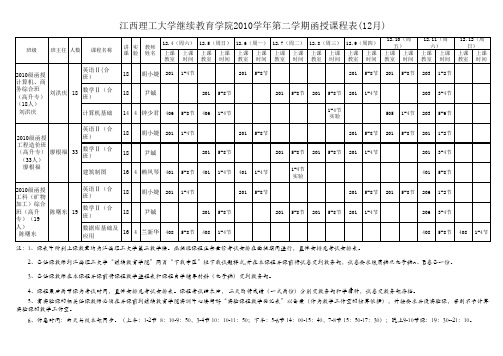 2010级函授班2010学年第二学期课表(114237)