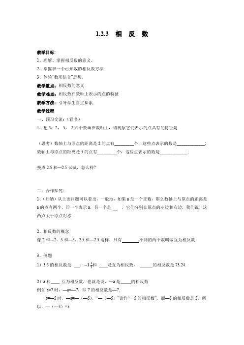 教学设计1：1.2.3相反数