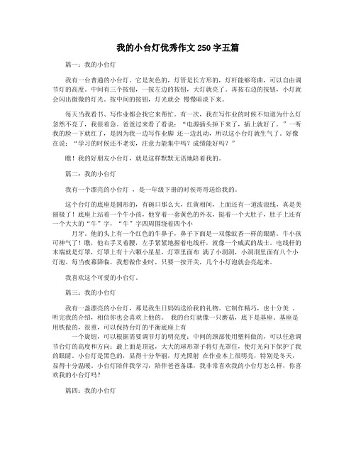 我的小台灯优秀作文250字五篇