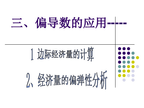 4偏导和偏导数在经济学中的应用