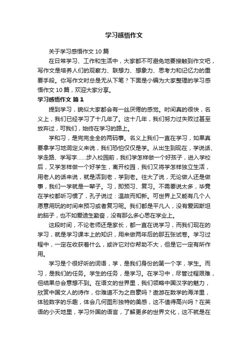 关于学习感悟作文10篇