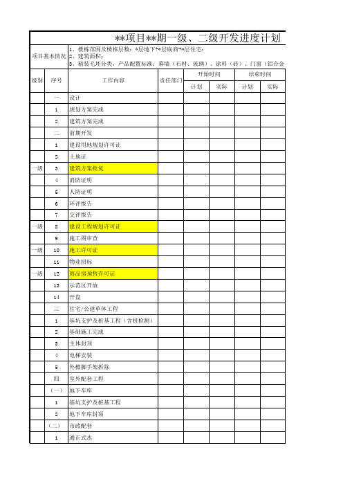 11一级、二级开发进度计划)