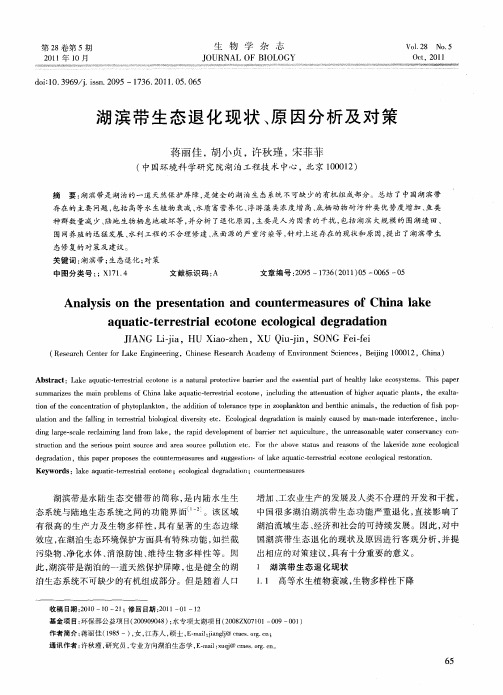 湖滨带生态退化现状、原因分析及对策