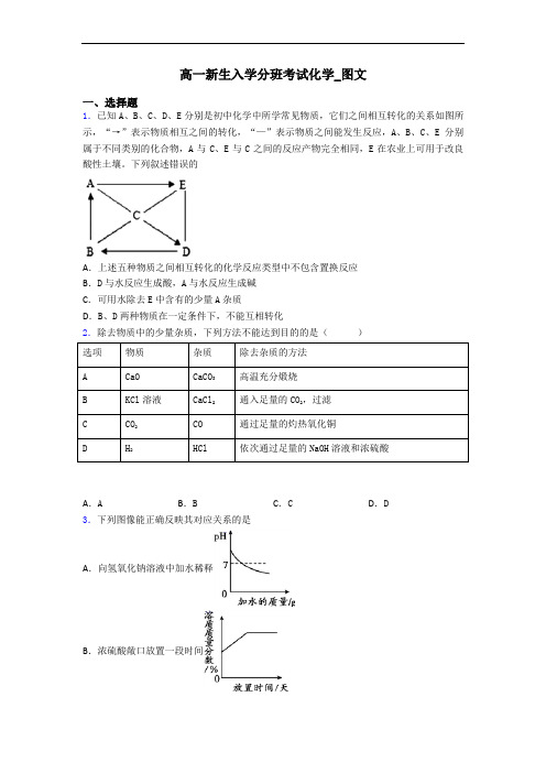 高一新生入学分班考试化学_图文