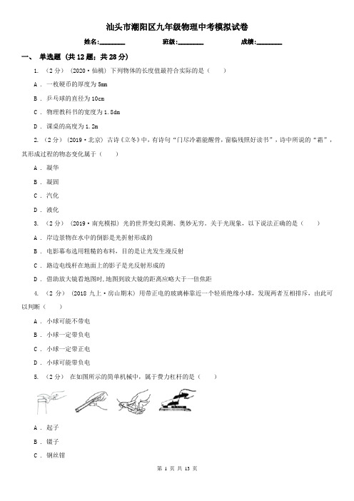 汕头市潮阳区九年级物理中考模拟试卷