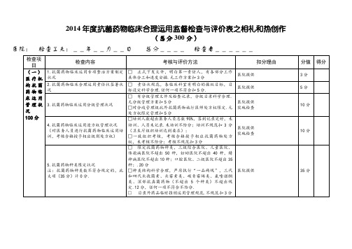抗菌药物临床合理应用检测与评价表