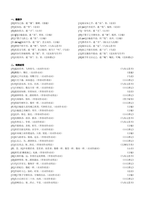 人教版初中语文文言文部分字词翻译