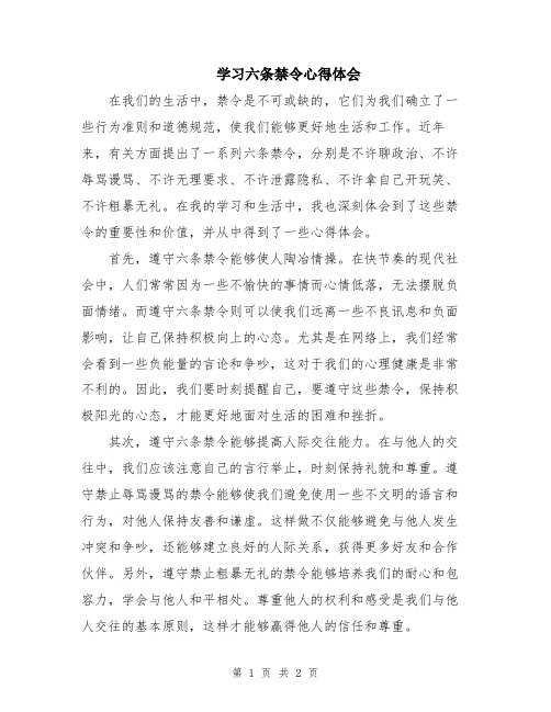 学习六条禁令心得体会