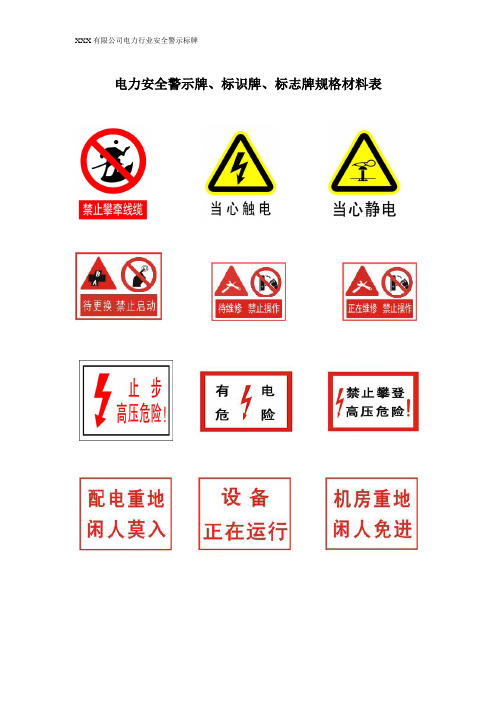 电力行业安全警示牌