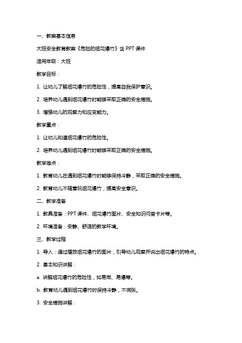 大班安全教育教案《危险的烟花爆竹》含课件