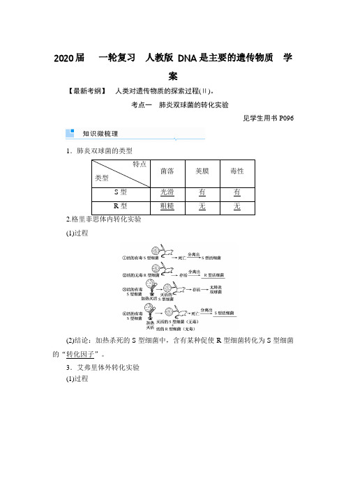 【生物】2020届一轮复习人教版DNA是主要的遗传物质学案(1)