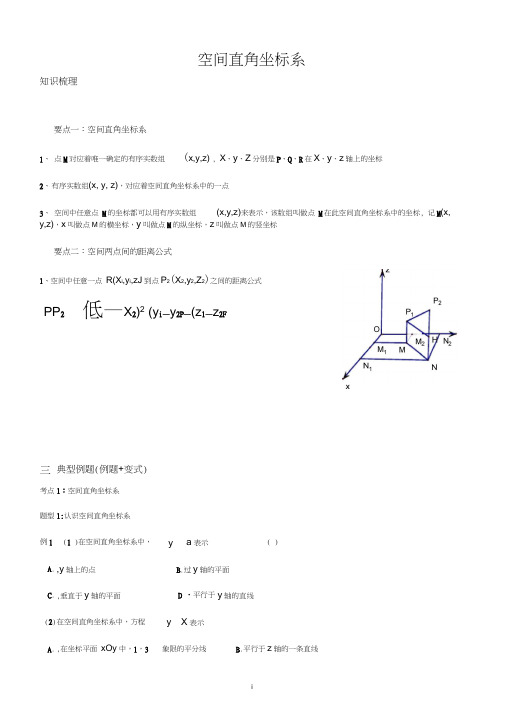 高中数学空间直角坐标系