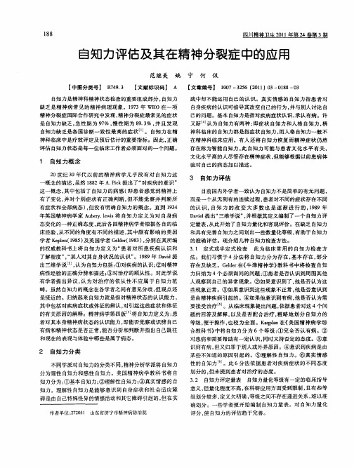 自知力评估及其在精神分裂症中的应用