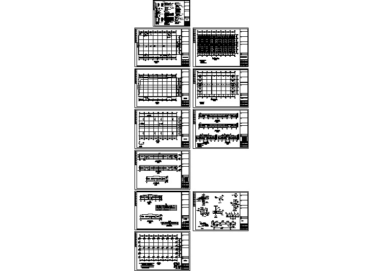 30米大型单层厂房轻钢结构施工cad设计方案图（屋墙面压型彩色钢板）