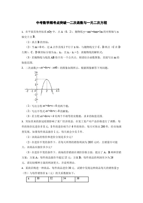 中考数学频考点突破 二次函数与一元二次方程