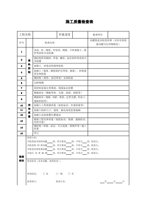 完整版 施工质量检查表