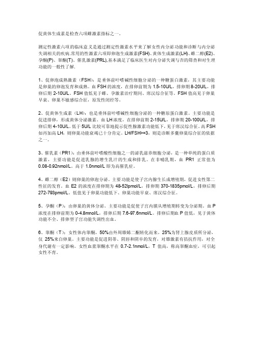 促黄体生成素是检查六项雌激素指标之一。测定性激素六项的临床意义是