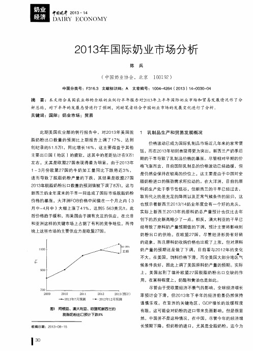 2013年国际奶业市场分析