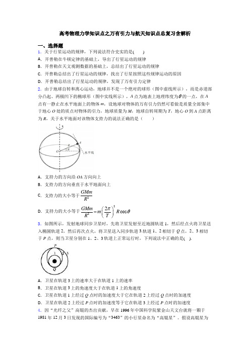 高考物理力学知识点之万有引力与航天知识点总复习含解析