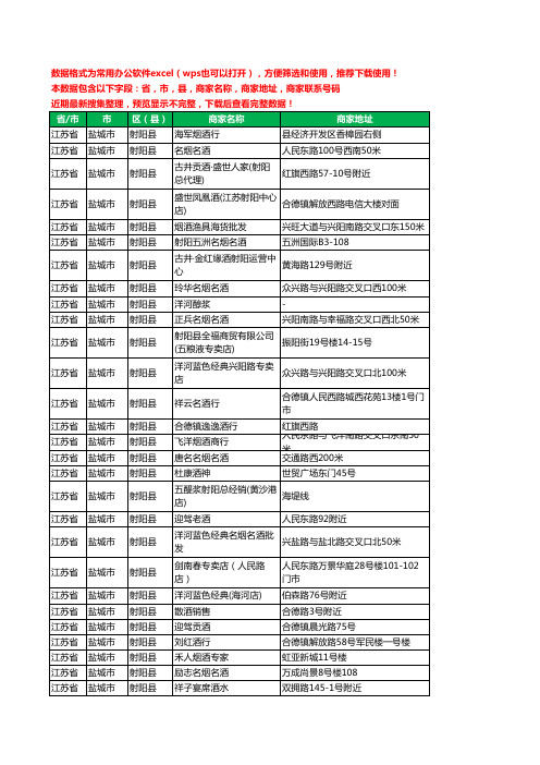 2020新版江苏省盐城市射阳县烟酒工商企业公司商家名录名单黄页联系电话号码地址大全382家