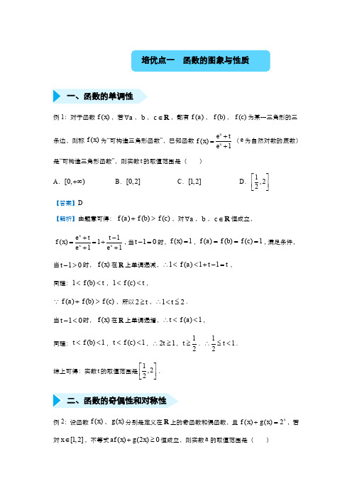 高三培优专练一 函数的图象与性质(理) 教师版