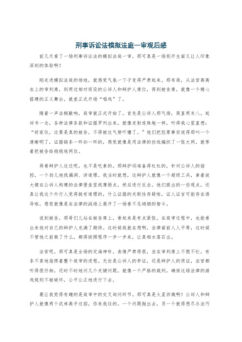 刑事诉讼法模拟法庭一审观后感