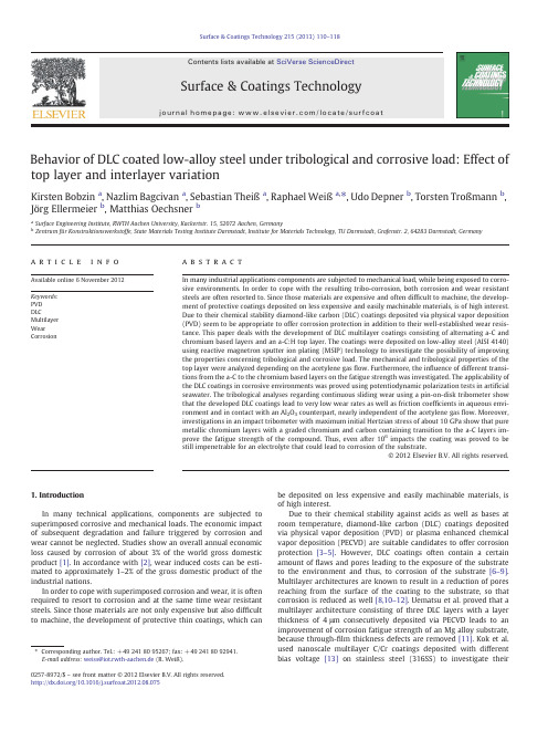 Behavior of DLC coated low-alloy steel under tribological and corrosive load Effect of