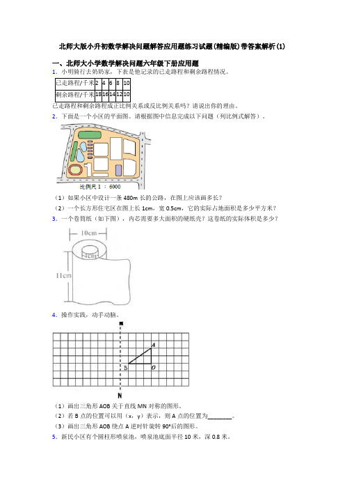 北师大版小升初数学解决问题解答应用题练习试题(精编版)带答案解析(1)