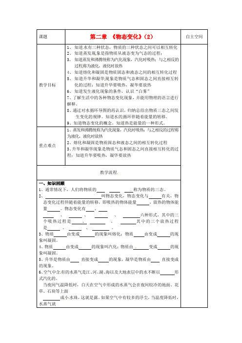 八年级物理上册第二章物态变化复习教案2(新版)苏科版