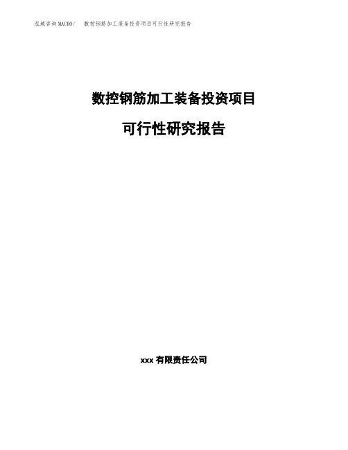 数控钢筋加工装备投资项目可行性研究报告