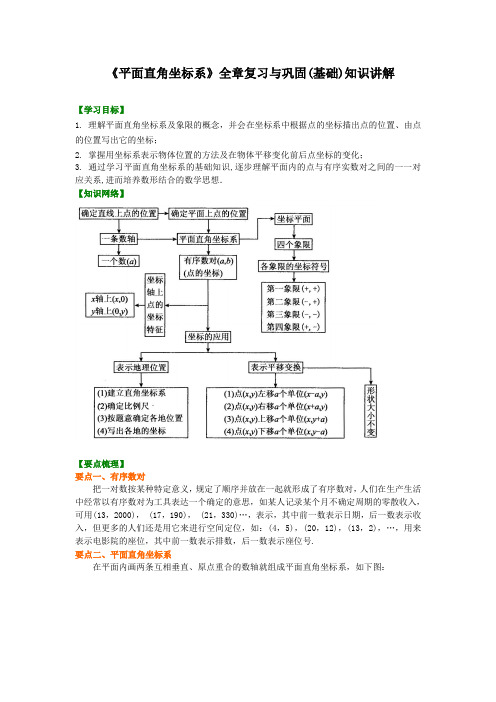 (家教培优专用)人教版数学七年级下册--《平面直角坐标系》全章复习与巩固(基础)知识讲解