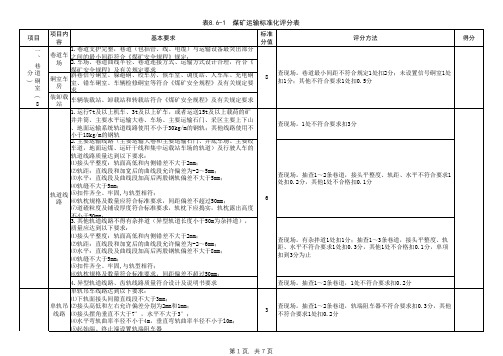 (2020版)煤矿安全生产标准化管理体系评分表表8.6-1煤矿运输标准化评分表