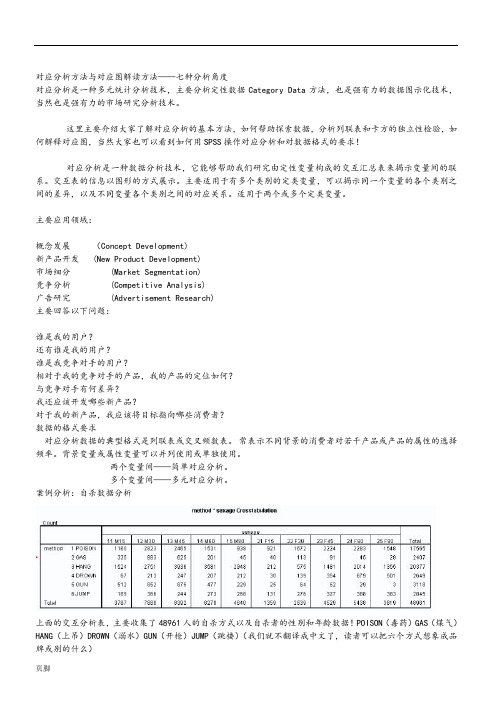 对应分析方法与对应图解读方法