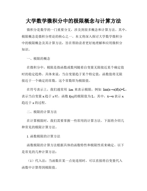 大学数学微积分中的极限概念与计算方法