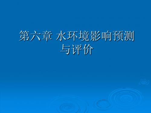 第六章 水环境影响预测与评价