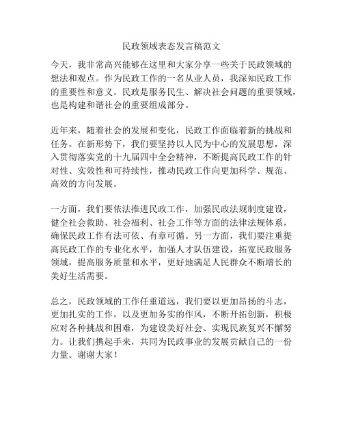 民政领域表态发言稿范文