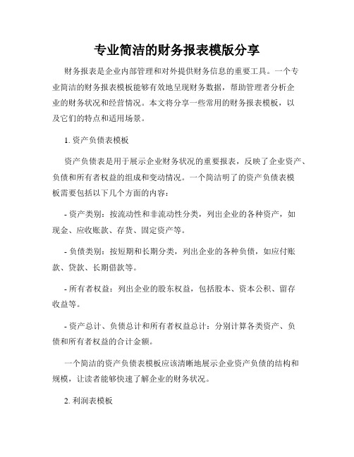 专业简洁的财务报表模版分享