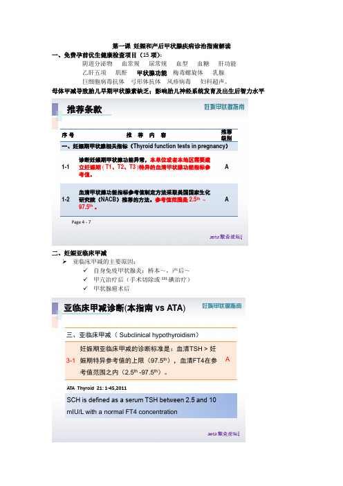 妊娠和产后甲状腺疾病诊治指南解读