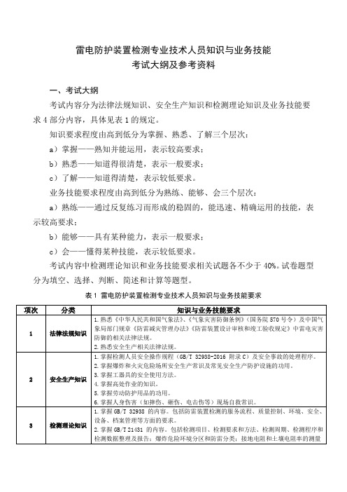 雷电防护装置检测专业技术人员知识及业务技能