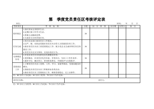 党员责任区考核表