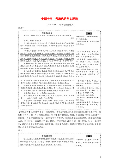 江西省2016中考语文第四部分综合性学习与写作专题十五考场优秀范文展示(三,2013满分作文)新人教版