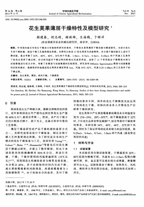 花生荚果薄层干燥特性及模型研究