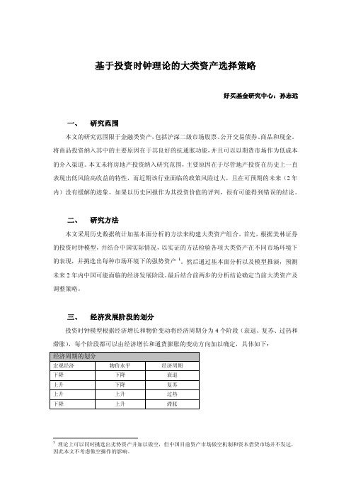 基于投资时钟理论的大类资产选择策略