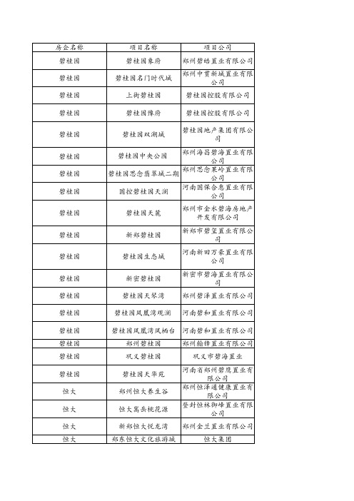 2020河南在建在售房地产项目名单