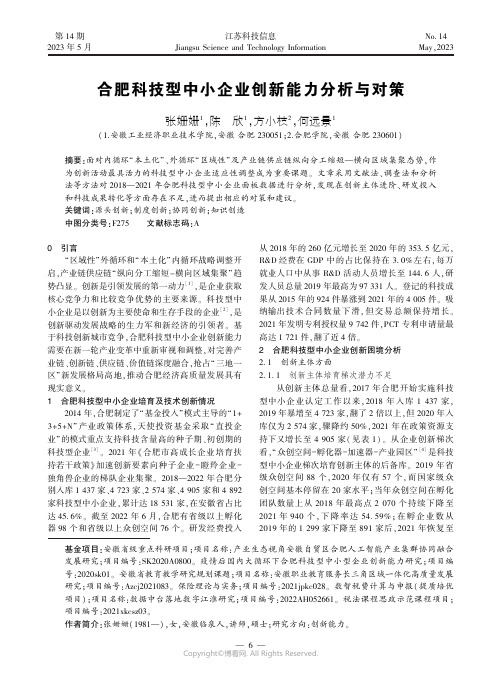 合肥科技型中小企业创新能力分析与对策