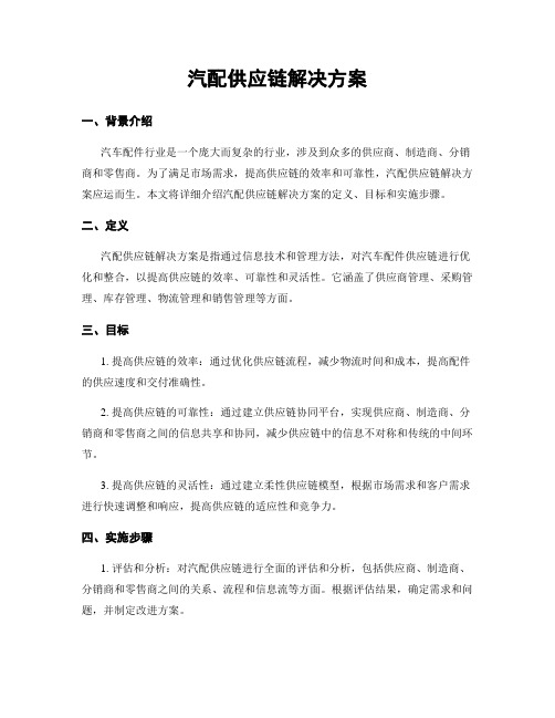 汽配供应链解决方案