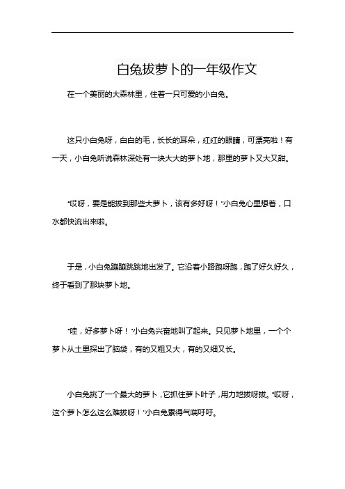 白兔拔萝卜的一年级作文