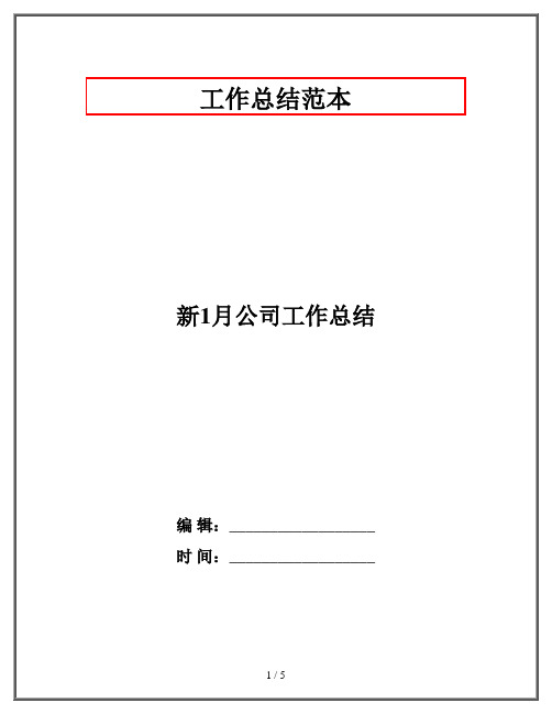 新1月公司工作总结